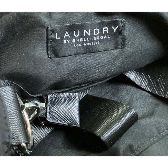 Laundry By Shelli Segal Black Nylon Tote/travel Bag Purse Silver Hardware - Picture 9 of 9
